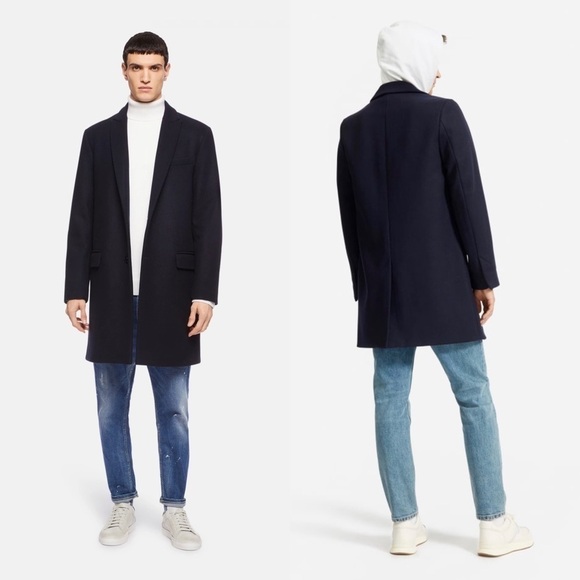 NWT EVERLANE Recycled Italian Wool Navy 3 Button Classic Fall Jacket Overcoat XS - Picture 2 of 9
